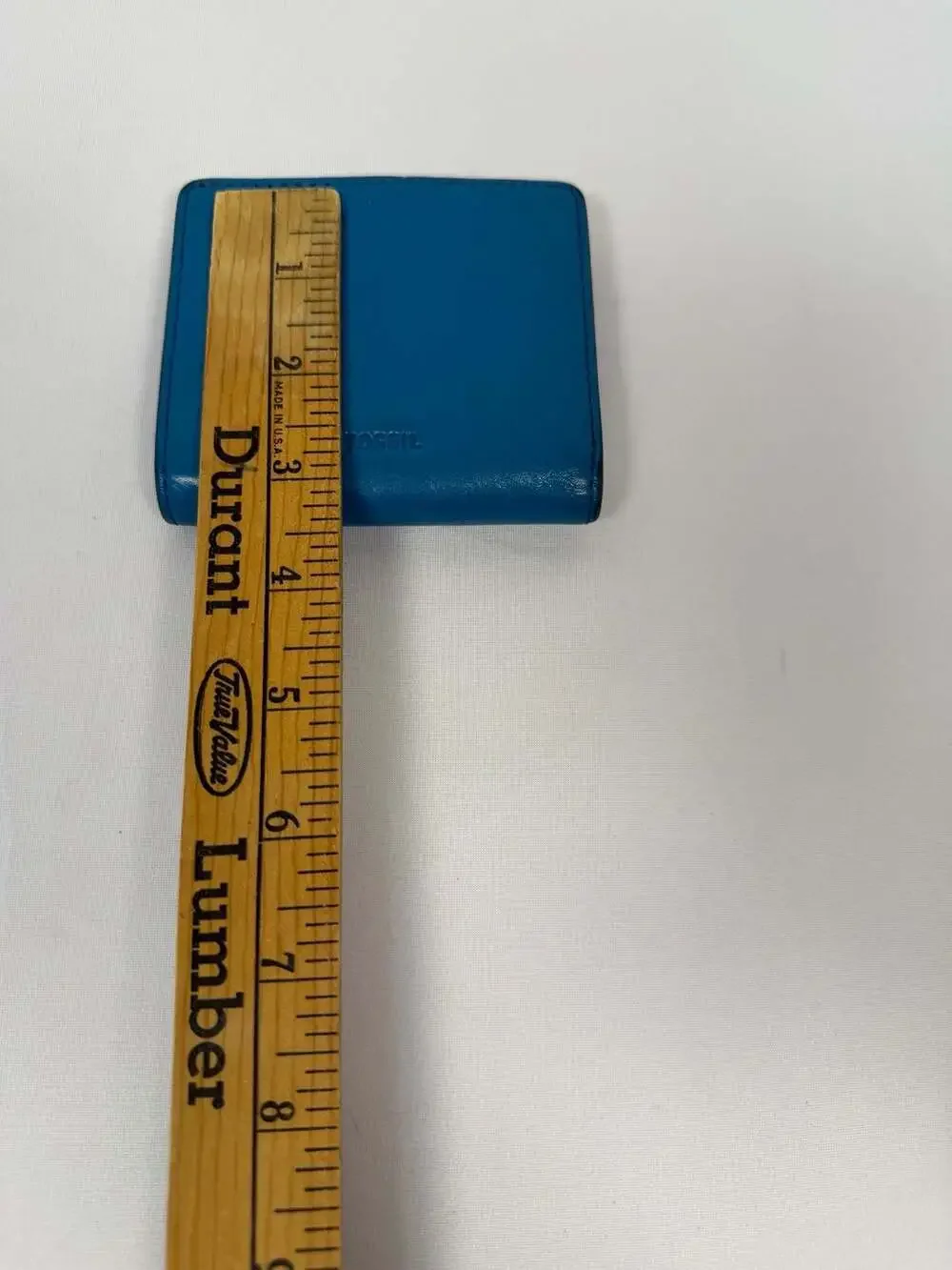 Fossil Blue Leather Bifold Mini Snap Wallet with Exterior Zip Pocket